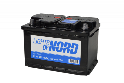 картинка Автомобильный аккумулятор LIGHTS OF NORD 75 A.ч 600A (278х175х190) п.п