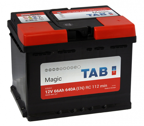 картинка Автомобильный аккумулятор Tab Magic 66 А.ч 640A (242x175x190) 189065, 56649 