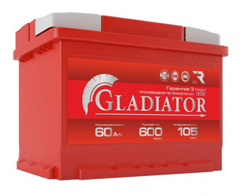 картинка Аккумулятор Gladiator Energy 60 А.ч 590А о.п (242х175х190)