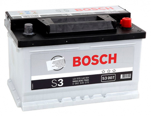 картинка Автомобильный аккумулятор BOSCH 70 A.ч S3 007 Обратная полярность низкий