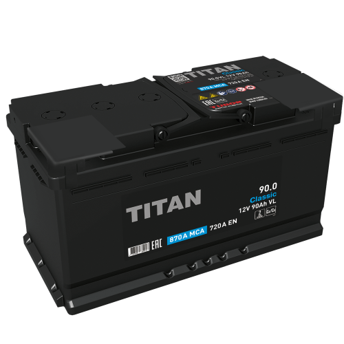 картинка Аккумулятор TITAN CLASSIC 90 А.ч, Обратная полярность