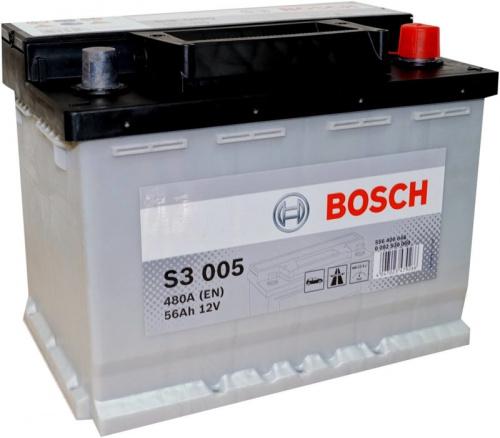 картинка Автомобильный аккумулятор BOSCH 56 A.ч S3 005 Обратная полярность