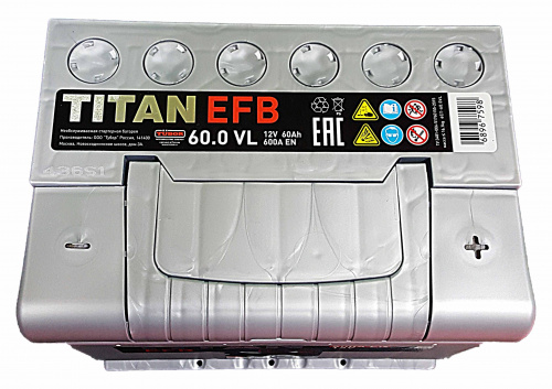 картинка Аккумулятор TITAN EFB 6СТ-60.0 VL 242х175х190