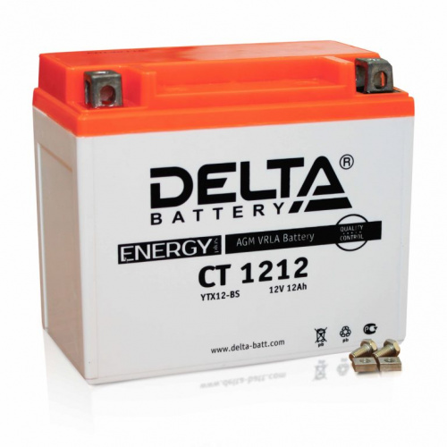 картинка Мото аккумулятор Delta CT 1212 (12V/12Ah) YTX14-BS, YTX12-BS, YB14L-A2, YT12A-BS, YB10L-B, YB10L-B-P