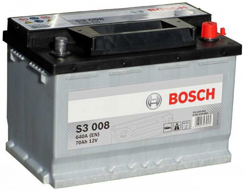 картинка Автомобильный аккумулятор BOSCH 70 A.ч S3 008 Обратная полярность