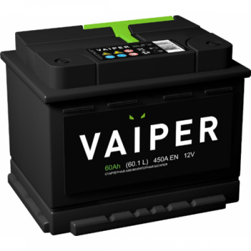 картинка Автомобильный аккумулятор VAIPER 60 А.ч Прямая полярность