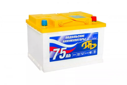 картинка Аккумулятор автомобильный ПАЗ Подольские Аккумуляторы 75 А.ч 670 А обр. пол.(278x175x190)
