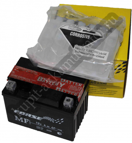картинка Мото аккумулятор Forse MF 4 А.ч AGM сухозаряженный (YTX4L-BS) (12 вольт 4 а.ч)