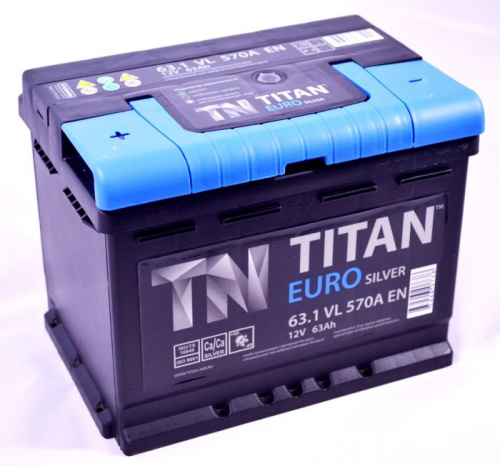 картинка Автомобильный аккумулятор TITAN Euro 63 А.ч Прямая полярность