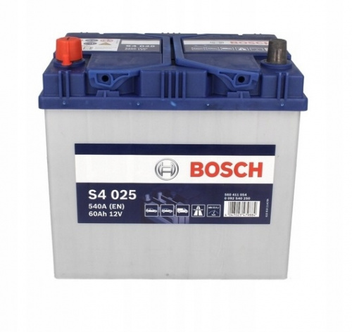 картинка Автомобильный аккумулятор BOSCH 60 A.ч S4 025 Прямая полярность. Азия высокий