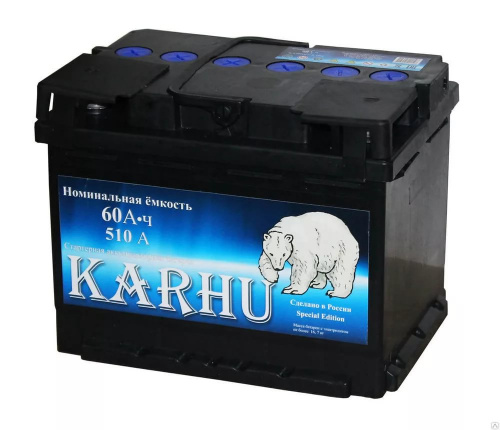 картинка Автомобильный аккумулятор KARHU 60 А.ч Обратная полярность низкий