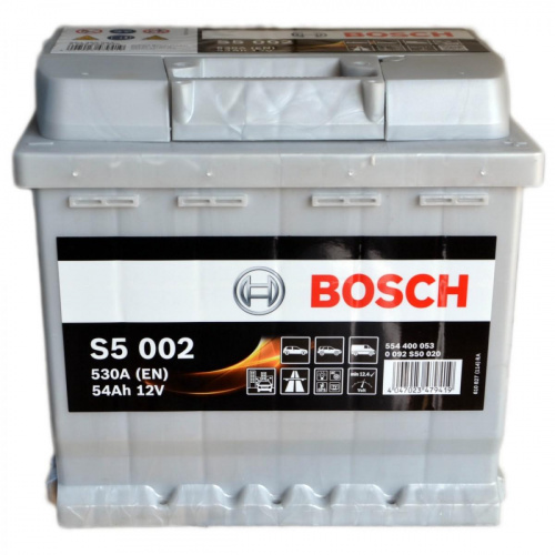 картинка Автомобильный аккумулятор Bosch S5 002 54 А.ч Обратная полярность (0 092 S50 020)