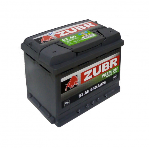 картинка Аккумулятор Zubr Premium 63 А.ч 640А о.п. (242х175х190) 