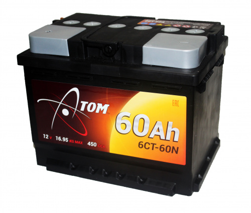 картинка Аккумулятор ATOM 60 A.ч Обратная полярность.