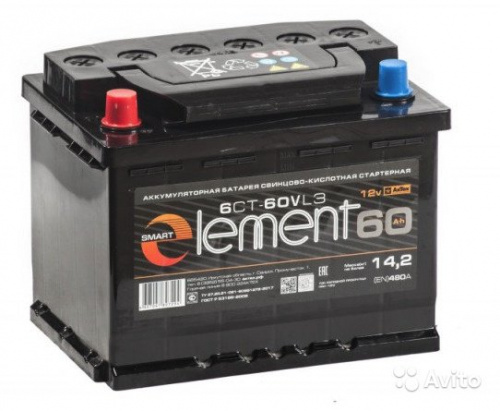 картинка Аккумулятор SMART Element 55 А.ч Прямая полярность
