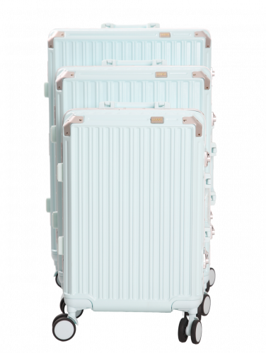 картинка Комплект из 3-х пластиковых чемодана на застежке LEEGI Aluminium Series, цвет Голубой, размер L+M+S