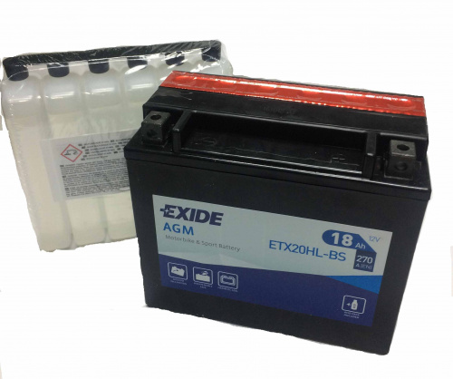 картинка Мото аккумулятор Exide AGM ETX20HL-BS 18 А.ч (YTX20L-BS)
