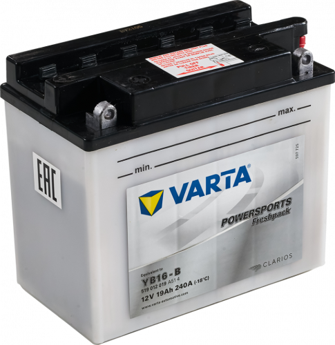картинка Мото аккумулятор VARTA Powersports FP YB16-B, 519 012 019 А514, 12V 19 Ah 240A (175х100х156)