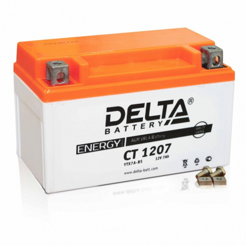 картинка Аккумулятор Delta CT 1207, 12V 7Ah, 105А (150x86x94) YTX7A-BS, 12N7B-4B, 12N7E-B, 12N7-4A