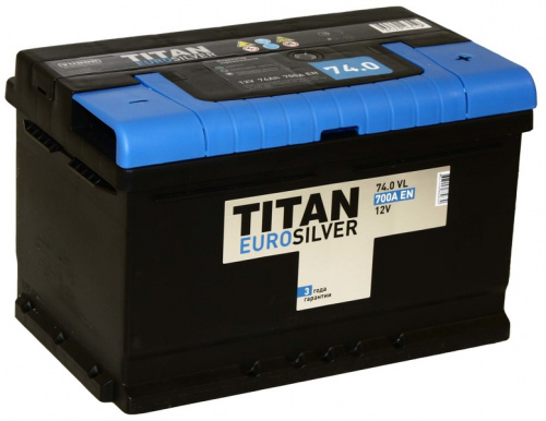 картинка Аккумулятор TITAN EUROSILVER 6CT-74.0 VLОбратная полярность, низкий