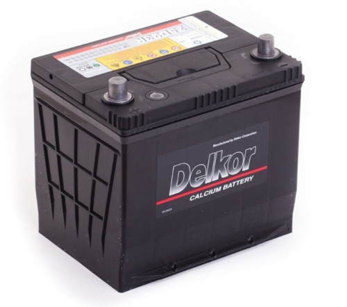картинка Автомобильный аккумулятор Delkor 65 A.ч 75D23R Прямая полярность. Азия высокий