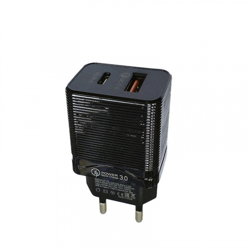 картинка Сетевое зарядное устройство LZ-728A PD 20W + QC3.0 (black)