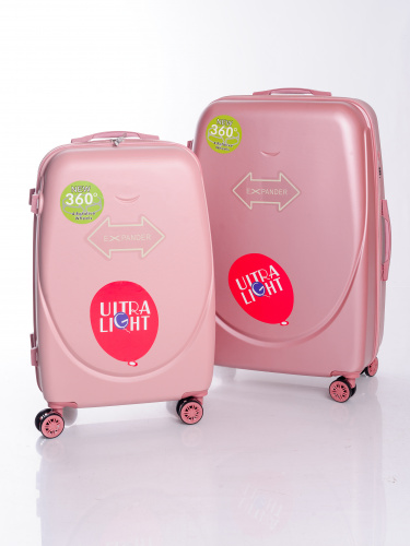 картинка Комплект из 2-х чемоданов Ultra Light 360, 2в1. Цвет Пудра. Размер L+M