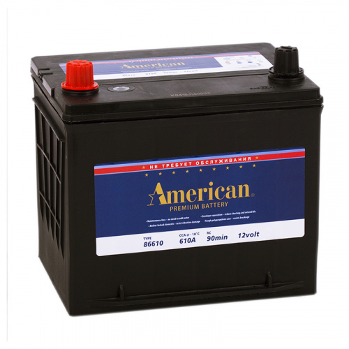 картинка Автомобильный аккумулятор American 86610 75 А.ч  Прямая полярность