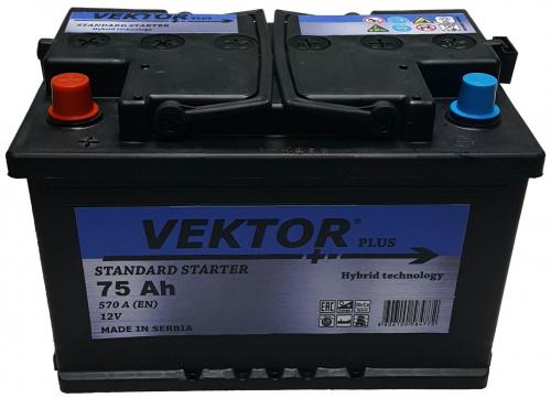 картинка Автомобильный аккумулятор VEKTOR  PLUS 75 А.ч Прямая полярность