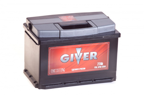 картинка Аккумулятор Giver Hybrid 77 А.ч 640А прямая полярность (278х175х175)