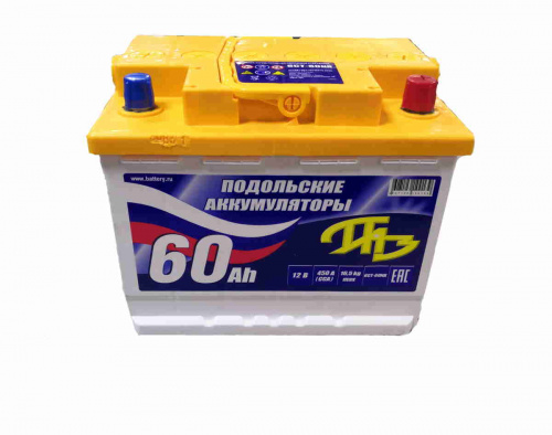 картинка Аккумулятор автомобильный ПАЗ, Подольские Аккумуляторы 60 А.ч 510А о.п (242х175х190)