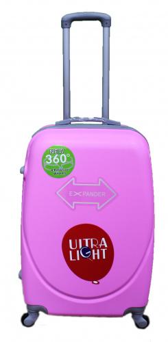 картинка Чемодан пластиковый Ultra Light, розовый. 4 колеса, размер L