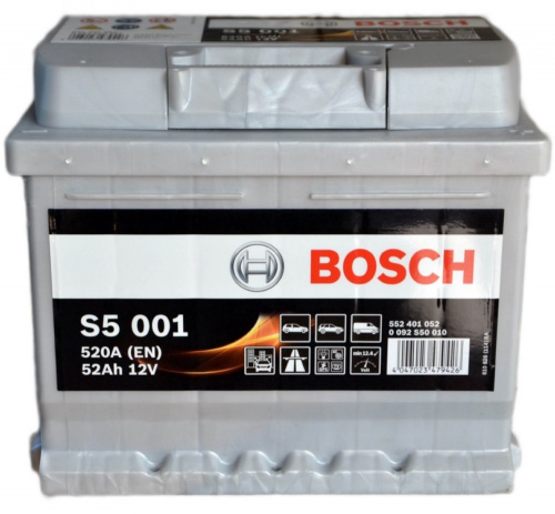 картинка Автомобильный аккумулятор Bosch S5 001 (0 092 S50 010) 52 А.ч Обратная полярность
