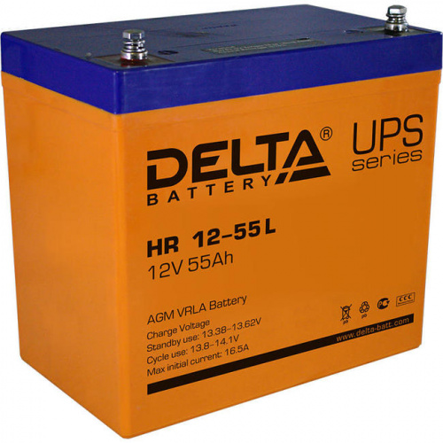 картинка Аккумулятор Delta HR 12-55 L (12 вольт 55 а.ч)