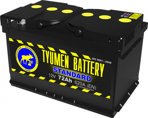 картинка Аккумулятор Tyumen Battery Standard 72 Ач обр. пол. низкий 640A (278x175x175) 