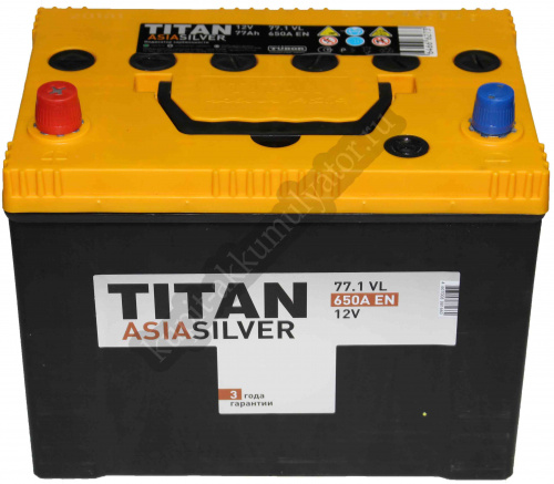 картинка Автомобильный аккумулятор TITAN Asia 77 А.ч Прямая полярность. Азия высокий