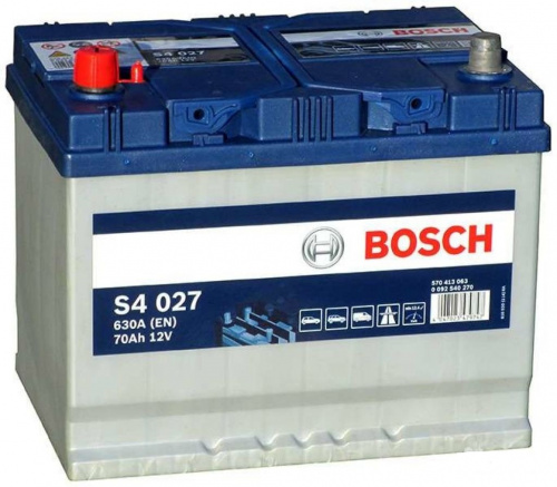 картинка Автомобильный аккумулятор Bosch S4 027 70 А.ч Азия, прямая полярность (0 092 S40 270)